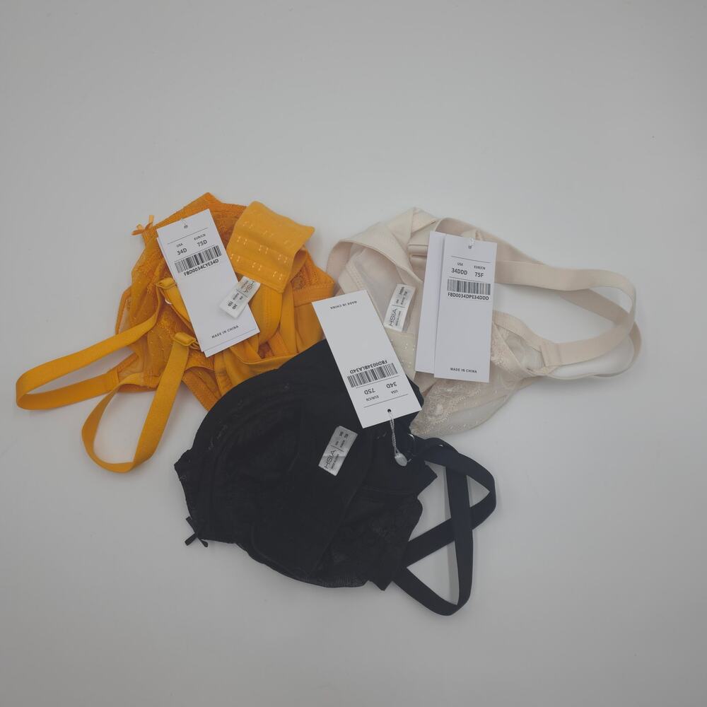 HSIA Bundle of Three Enchante Lace Underwire Bra in Black Yellow Cream 34D/DDD - Picture 8 of 8